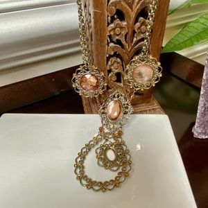 Lavalier style gold-toned pendant necklace women